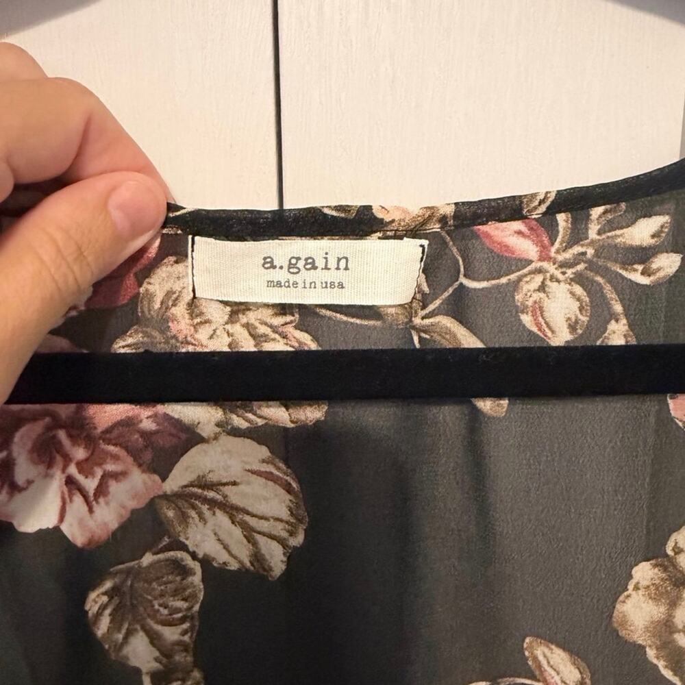 A.Gain Women’s 2XL Black Floral Open Front Kimono Cardigan Boho - Picture 3 of 4